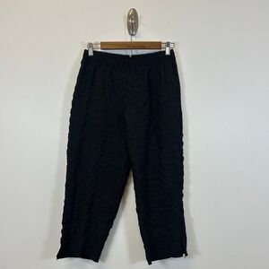Courtney Washington Pants Sz S Black Crinkle Gauze Crop Lagenlook Artsy Capsule